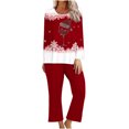 thumbnail image 1 of Pisexur Pyjamas de Noël pour Femmes Ensemble Deux Pièces Tendance Vacances Imprimé Verre de Vin Rouge Pjs Décontractés Manches Longues Col Rond Hauts Pantalons de Pyjama Vêtements de Nuit, 1 of 4