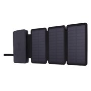 20000mAh Solar Power Bank, Efficient Wireless Power Bank with Tri Fold Solar Panel & LED Light & Double USB Output, Waterproof External Battery Pack for Phone Tablet Outdoor