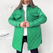 EGNMCR Womens Long Puffer Coat, Long Sleeve Padded Winter Down Coats, Hooded Parka Jacket Womens Warm Solid Hoodless Jacket Slim Winter Parkas Outwear Women Coat