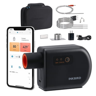 BBQ Temperature Controller ISC-027BW Smoker Fan,Charcoal Grill Smoking Wi-Fi & Bluetooth BBQ Meat Thermometer, Automatic Smoker Fan, 4 Probes for Big Green Egg, Kamado Joe, Primo, Akorn Kamado