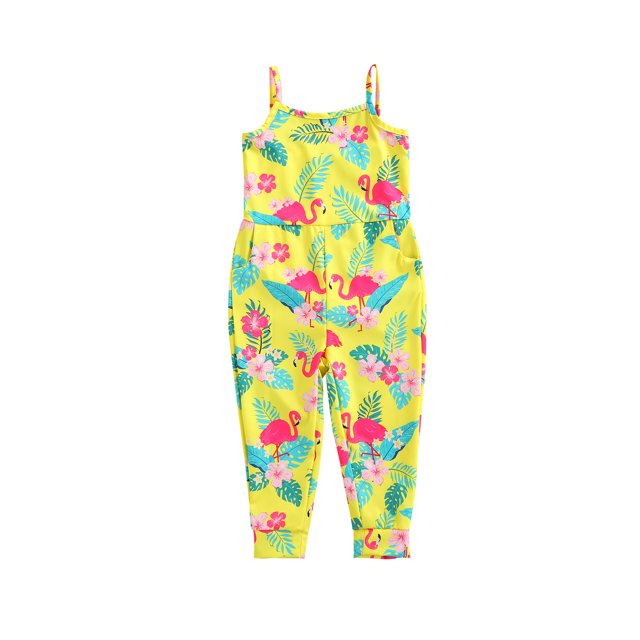 EYIIYE Tenue d'Été pour Petite Fille, Combinaison à Bretelles Sans Manches à Col Rond