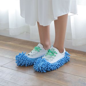 Wuztai Microfiber Mop Slippers, High Elasticity Lazy Shoe Mop Caps Set, Strong Absorption Decontamination Floor Cleaning Shoes for Home Kitchen Bathroom