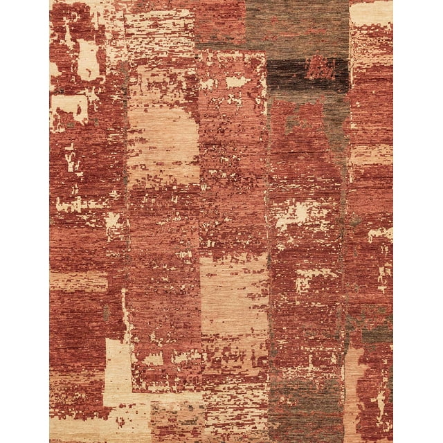 Ahgly Company Tapis d'Intérieur Rectangulaires Abstraits Rouges à Empiècements, 4 Pieds x 6 Pieds