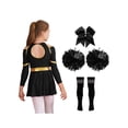 thumbnail image 2 of Mufeng Costume de Pom-Pom Girl pour Filles Enfants à Manches Longues Robe de Cheerleading avec Pompons Attache-Cheveux en Stock Costume de Performance Tenue de Danse A Noir&Blanc 14, 2 of 7