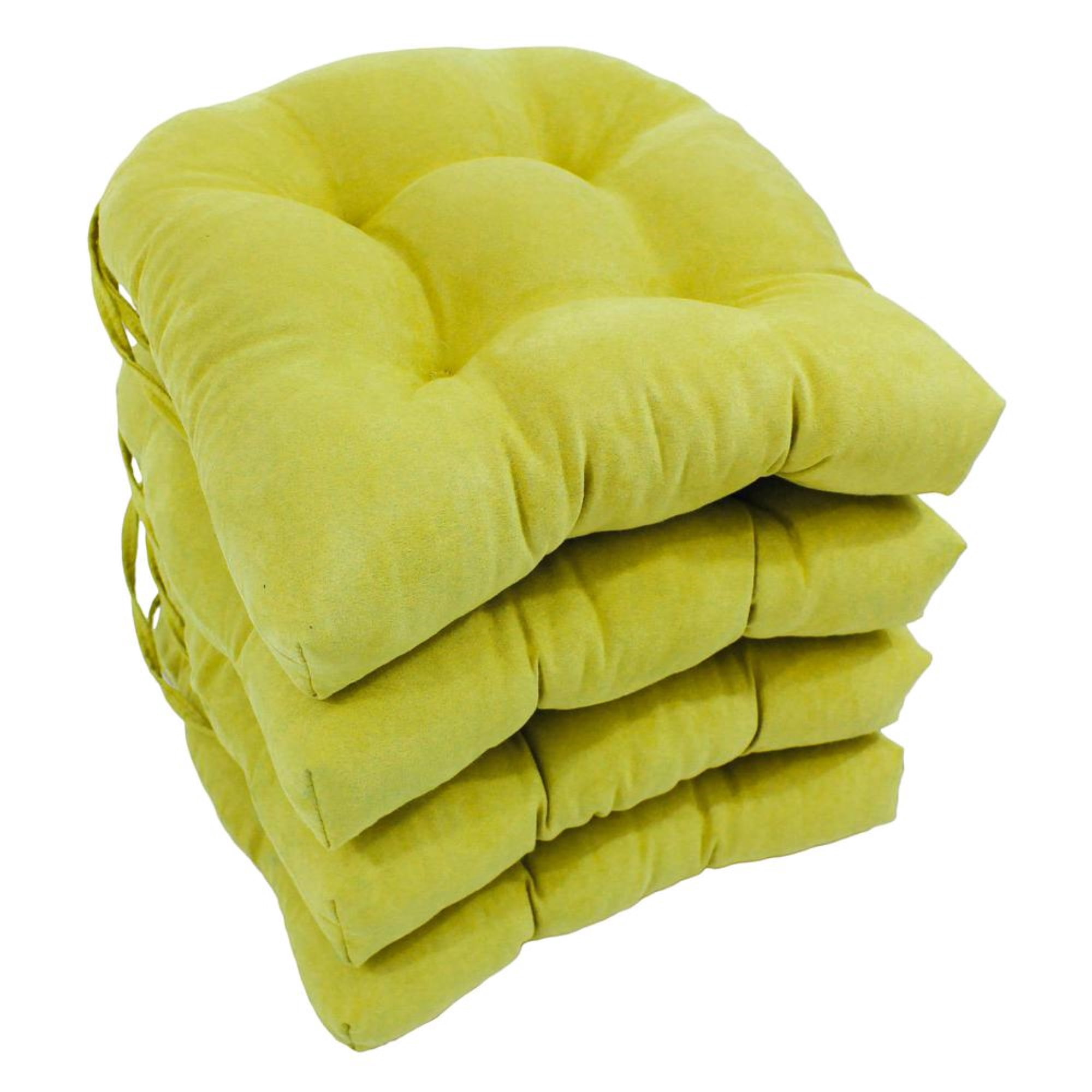16-inch Solid Micro Suede U-shaped Tufted Chair Cushions (Set of 4)