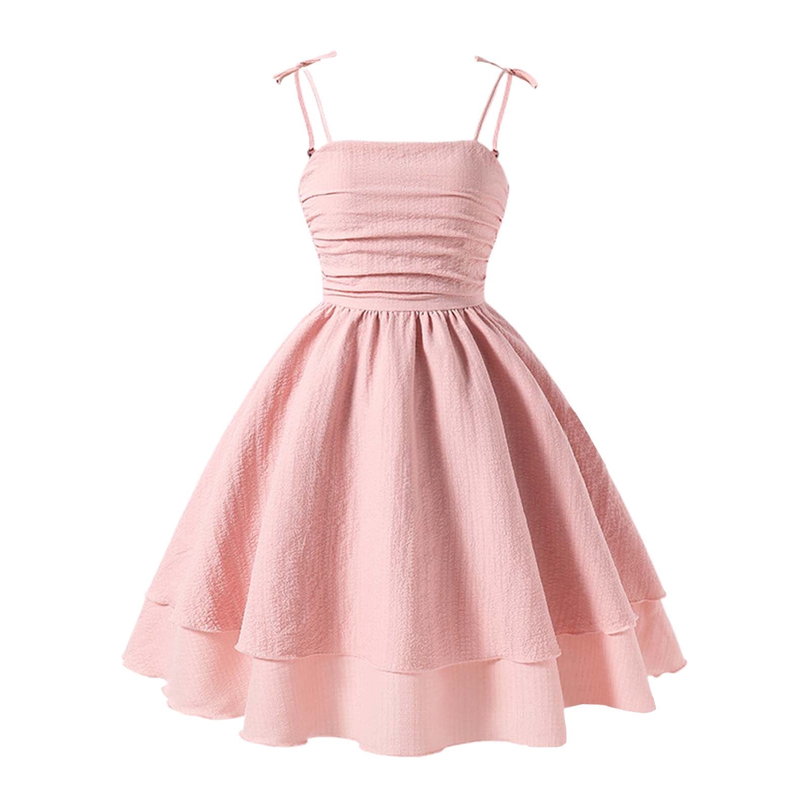 TIEVOSA Robe d'Été pour Filles, Couleur Unie, avec Nœud, Douce, Sans Manches, pour Enfants