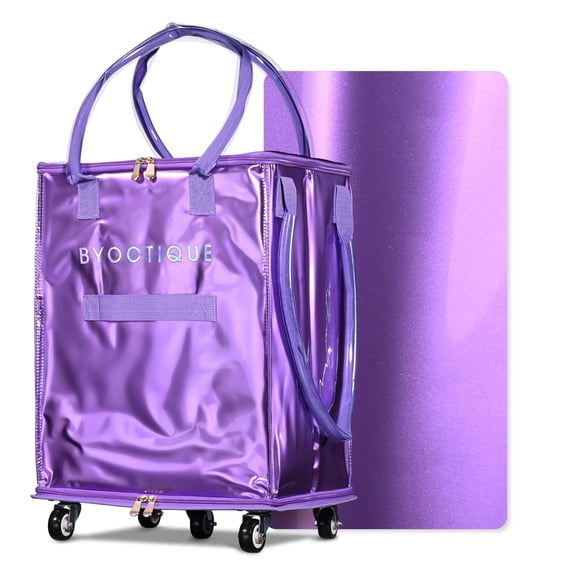 Byootique 16" Rolling Tote Bag Grocery Bag on Wheels Shopping Trolley DuskViolet