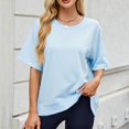 thumbnail image 2 of T-shirts à Manches Courtes pour Femmes Été Col Rond Décontracté Mode T-Shirt Basique Vêtements Mignons Tenues Tendance, 2 of 6
