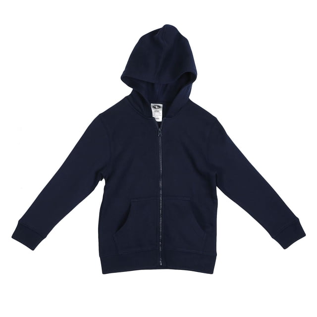Athletic Works Chandail à Capuchon à Fermeture Éclair pour Garçons, Bleu Marine, à Manches Longues, Fermeture Éclair Complète à l'Avant, Capuchon Intégré et Poches Kangourou, Fabriqué en Mélange Coton-Polyester, Idéal pour Superposer par Temps Frais et pour les Tenues Décontractées.