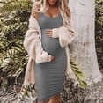 thumbnail image 3 of Robe Femme Enceinte Sans Manches Robe Courte Couleur Unie Tenue d'Été, Gris, 3TG, 3 of 6