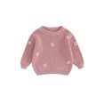 thumbnail image 1 of xiaxaixu Pull d'Automne pour Bébé Fille, Motif Jacquard Fleuri Manches Longues Col Rond Tricoté, 1 of 9