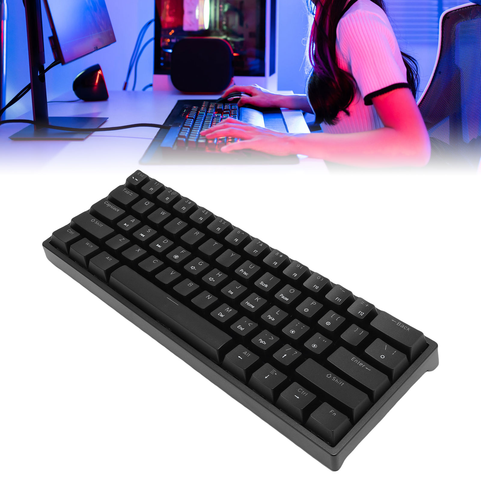 Mechanical Keyboard, Miniature RGB Backlit Mechanical Gaming Keyboard with Blue Switch for Laptop