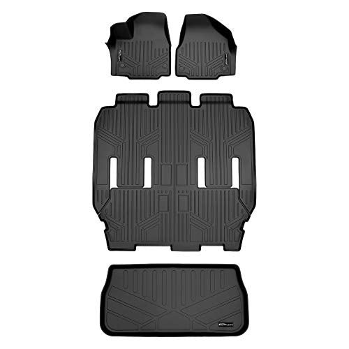 SMARTLINER Tapis de Sol 3 Rangées et Doublure de Cargaison derrière la 3ème Rangée Compatible avec Pacifica 7/8 Passenger 2017-2021 (Sans Hybride) et 2020 Voyager