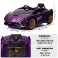thumbnail image 4 of VOLTZ TOYS Lamborghini SIAN FKP 37 12V Ride on Car with Scissor Doors and Remote Control, Licensed - Purple, 4 of 7