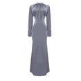 thumbnail image 4 of Pisexur Robes de Cocktail pour Femmes 2024 à Manches Longues à Col Rond Robe de Soirée Robe de Fête Mode Moulante Couleur Unie Robe Maxi Élégante Robe d'Invitée de Mariage Robes Plissées pour le Retour à la Maison, 4 of 6