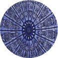 thumbnail image 1 of Ahgly Company Tapis Rond Lavable en Machine Intérieur Transitionnel Bleu, 3 Pieds Rond, 1 of 7