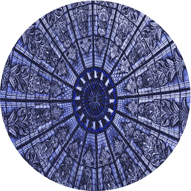 Ahgly Company Tapis Rond Lavable en Machine Intérieur Transitionnel Bleu, 3 Pieds Rond