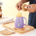 thumbnail image 3 of Cat Mug Kawaii Tea Cup with Infuser and Lid Purple Cat Ceramic Coffee Mug Cute Cool Preppy Stuff Birthday Gifts for Mom Gifts for Women Girlfriend Girls Cat Lover Gifts(13oz), 3 of 8