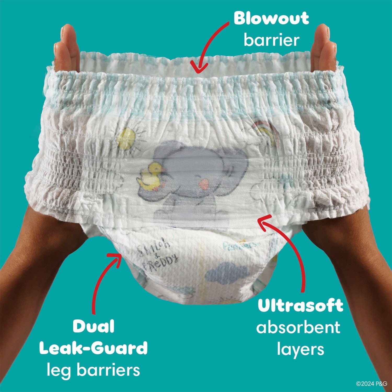 Pampers Couches - Swaddlers 360° - Taille 3, jusqu'à 100 % Anti-Fuites avec Ajustement Sec et Confortable, Onglets Faciles à Enlever Conçus pour des Changements Faciles, Couche à Enfiler
