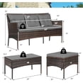 thumbnail image 3 of Gymax 3PCS Patio Rattan Sectional Conversation Furniture Set w/ Grey Cushions, 3 of 7