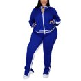 thumbnail image 4 of MAWCLOS Women Plus Size Slim Leg Sweatsuits Running Long Sleeve Jacket+Sweatpants Blue XXXXXL, 4 of 5