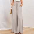 thumbnail image 1 of Jsaierl Womens Casual Wide Leg Pants Ruffle Elastic Drawstring Palazzo Pants Loose Comfy Trousers with Pockets, 1 of 9