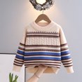 thumbnail image 2 of 2025 Tout-Petits Enfants Bébés Garçons et Filles Mode Mignon Rayé Manches Longues Chaud Col Rond Chandail Bleu, 2 of 9