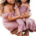 thumbnail image 3 of MISOWMNJOY Mommy and Me Dresses Floral Print Off Shoulder Ruffle Strap Romper Beach Midi Dress, 3 of 3