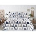thumbnail image 4 of Marina Decoration Rich Printed Embossed Pinsonic Coverlet Bedspread Ultra Soft Bedding Summer Quilt Set with Shams, Modern Geometric Triangle Pattern, 4 of 6