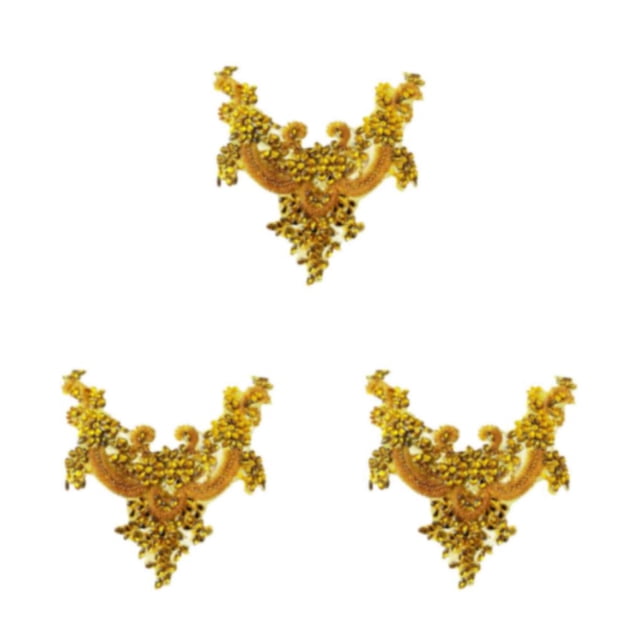 maskred Beautiful And Easy To Rhinestones Applique Sew On Beads Trim Patches Versatile Beautiful And Elegant yellow 3Set