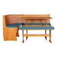 thumbnail image 1 of Linon Ensemble de Coin en Pin Miel 3 Pcs Chelsea avec 4 Coussins en Polyester Bleu, 1 of 15