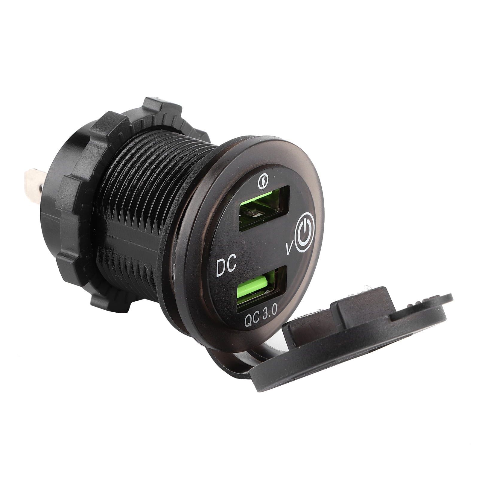 Car Charger Usb Charger Car Power Adapter Waterproof Car Charger Dual USB Port Charger QC 3.0 Fast Charging Waterproof With LED Voltmeter For Car Boat Yacht ATV RVBlue LED Light