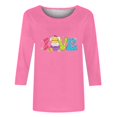 thumbnail image 4 of Xihbxyly Hauts Décontractés pour Femmes T-shirt à Col Rond Imprimé de Pâques à Manches 3/4 T-shirt à Col Rond Chandail à Enfiler Tendance à Petit Budget, 4 of 5