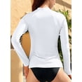 thumbnail image 4 of Charmo Womens Long Sleeve Rashguard Swimsuit Zip Front Color Block Tankini Sun Protection Rash Guard, 4 of 5