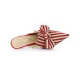 thumbnail image 4 of BLISSFUL STEP Mules à Talon Aiguille pour Femmes Bout Pointu Rayure Nœud à Enfiler Chaussures Habillées Rouge 8, 4 of 7