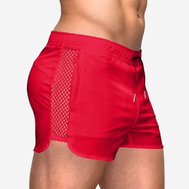 Gspmoly Mens Summer Shorts, Men'S Summer Elastic Mesh Fitness Surfing Sprint Sports Shorts Mens Running Shorts up to 60% Off Red XL