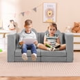 thumbnail image 2 of Gymax Canapé Modulable pour Enfants 8 Pcs avec Housse en Suède Mousse Haute Densité Gris, 2 of 10