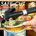 thumbnail image 3 of Ouvre-boîte à Coupe Sécuritaire en Acier Inoxydable, Conception Manuelle à Main, Bord Lisse, Bouton à Rotation Facile, Poignée Ergonomique, Portable pour la Cuisine, le Camping et les Voyages, Matériaux de Qualité Alimentaire, Noir, 8,1 Po, 3 of 9