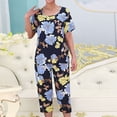 thumbnail image 2 of Pisexur Ensembles de Pyjama pour Femmes 2 Pcs Boho à Imprimé Floral Chemises de Nuit en Coton pour Femmes Décontractées Col Rond T-Shirts à Manches Courtes Hauts et Pantalons de Détente Longueur Genou Pyjamas Grande Taille pour Femmes Ensemble TG-4TG, 2 of 3