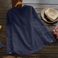 thumbnail image 3 of Chemise Blouse Décontractée pour Femmes en Coton et Lin Uni à Manches Longues, Boutonnée, 3 of 8