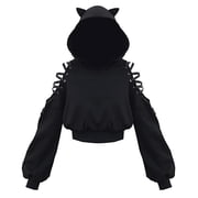 Women's Cat Ear Hoodie Sweat Womens Shirt Pullover Long Sleeve Hooded Zipper Front Hoodies Sweatshirt Cute Blouse