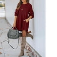 thumbnail image 2 of MesaSe Jupe Côtelée Tricotée pour Femmes Manches Lanterne Col Rond Robe Courte Chandail Jupe avec Poches Automne Hiver Jupe Inférieure, 2 of 5