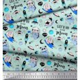 thumbnail image 2 of Soimoi Poly Georgette Fabric Planet,Rocket & Astronaut Animals Cartoon Printed Fabric 1 Yard 52 Inch Wide, 2 of 3