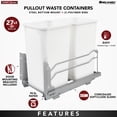 thumbnail image 4 of Rev-A-Shelf Double 27 Quart Pullout Soft Close Waste Container, Gray, 4 of 8
