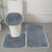 Bathroom Rugs Mat 3 Set, EDHITNR Extra Soft Absorbent Non-Slip Bath Rugs, Thick Quick Dry Machine Washable Solid Color Bath Mats for Toilet Floor Tub Shower