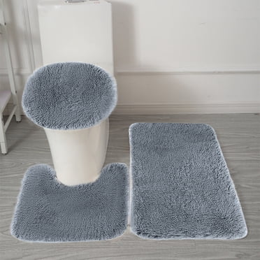 Bathroom Rugs Mat 3 Set, EDHITNR Extra Soft Absorbent Non-Slip Bath Rugs, Thick Quick Dry Machine Washable Solid Color Bath Mats for Toilet Floor Tub Shower