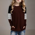 thumbnail image 2 of Posijego T-Shirts à Rayures à Manches Longues pour Filles, Hauts Tuniques à Blocs de Couleur à Col Rond pour Enfants, T-Shirts de Printemps, Taille 4-14 Ans, 2 of 6
