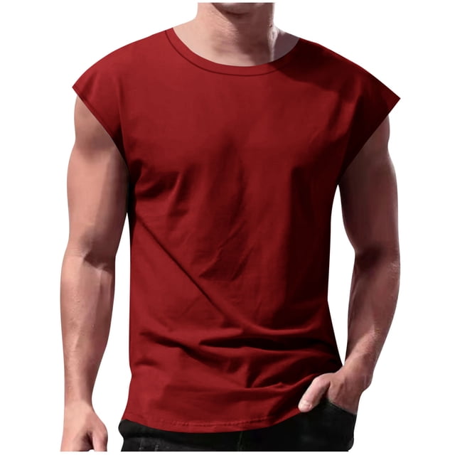 Timegard Tank Tops Men Crewneck Cap Sleeve Solid Color Basic Tee Casual Comfy Shirts Top Blouse Summer