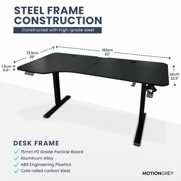 MotionGrey - Ergo2 XL Adjustable Left L-Shaped Electric Standing