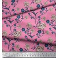 thumbnail image 3 of Soimoi Tissu en Poly Georgette Feuilles & Roses Imprimés Floraux au Mètre 42 Pouces de Large, 3 of 3
